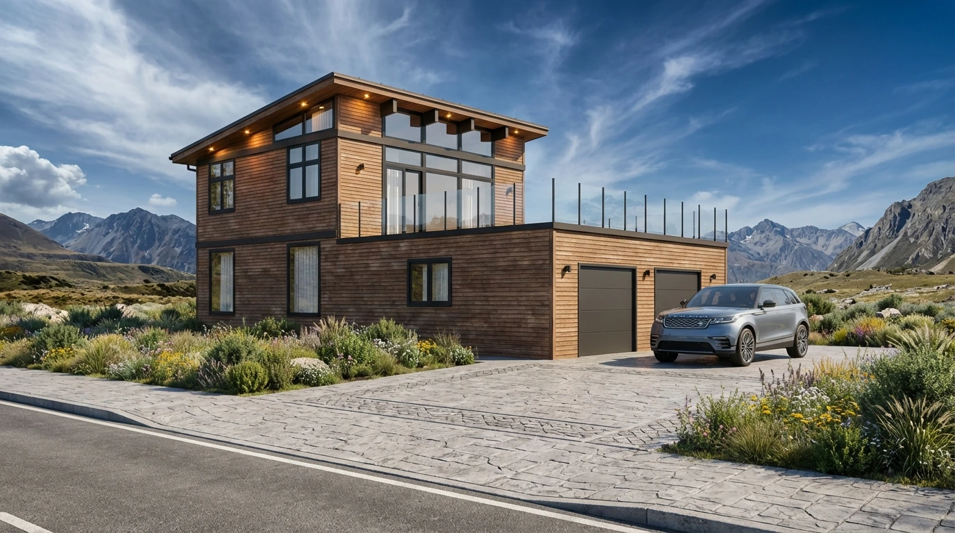 Aerial view of custom home property