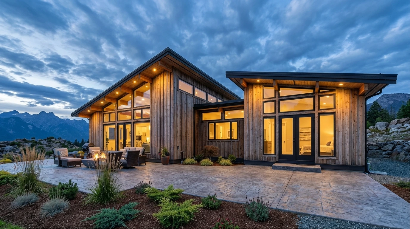 Lindal Home exterior showcasing post-and-beam architecture